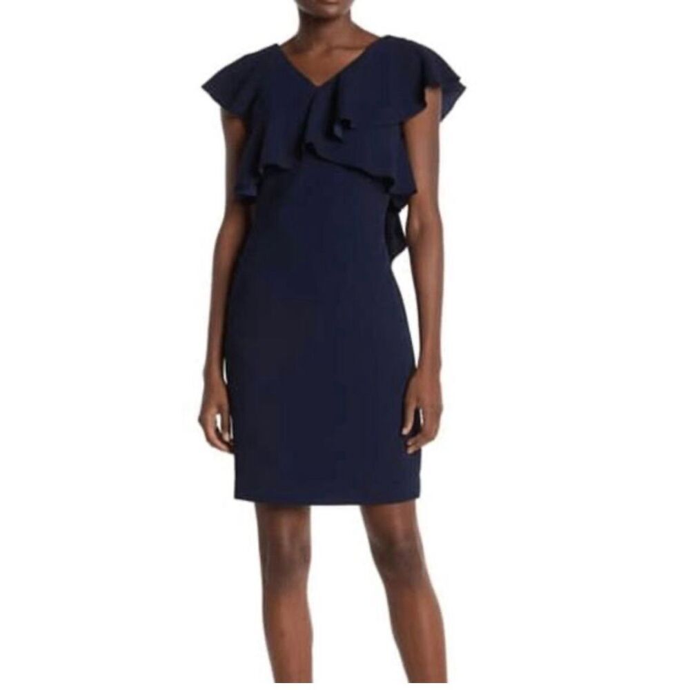 Trina Turk Dark Blue Knee Length Dress Size 6 Professional